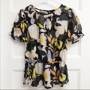 Who What Wear Floral Peplum Blouse